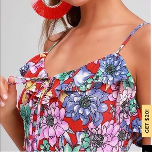 Lulus Dynah Red Floral Print Sleeveless Maxi Dress